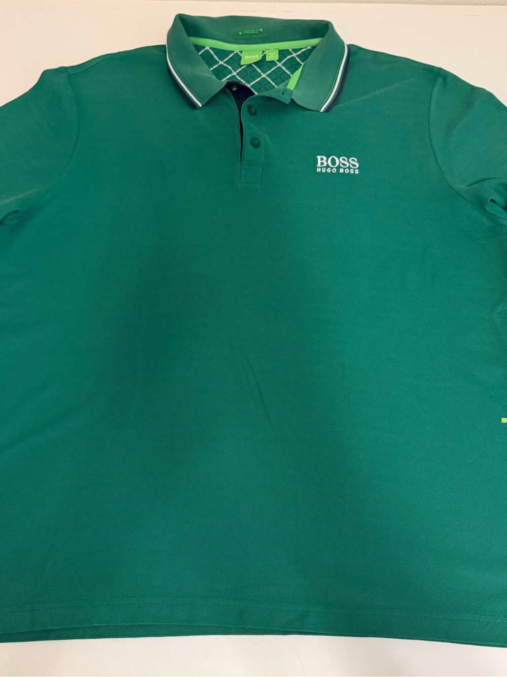 Hugo Boss Emerald Green Polo with Contrast Trim Collar size XL $50